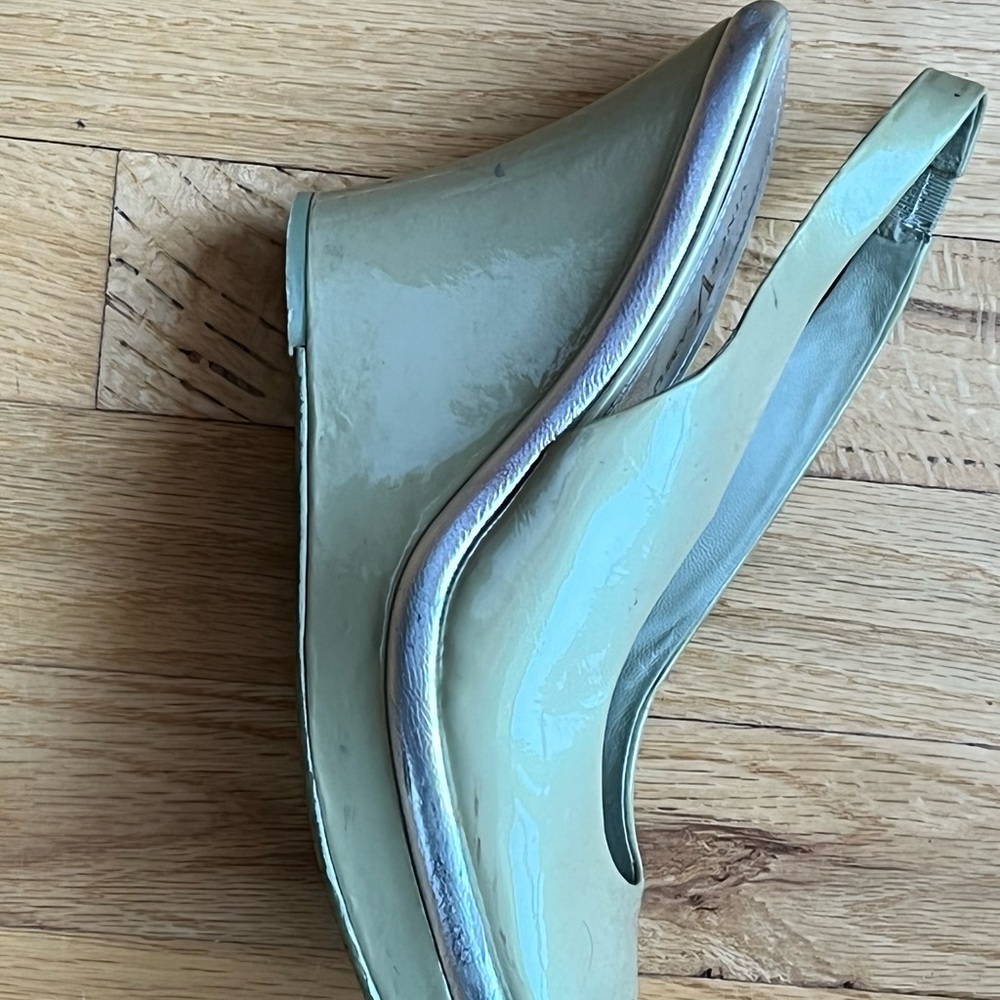 Wedge beautiful light green wedge sandal .